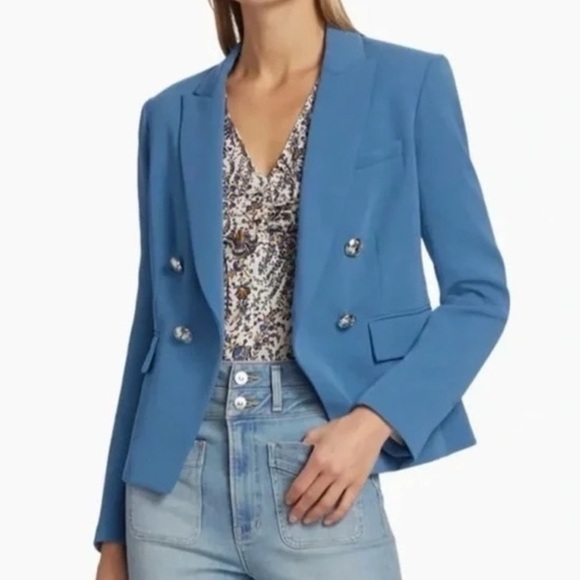 new Veronica Beard gail dickey blazer in lagoon medium blue with silver buttons - Picture 1 of 9